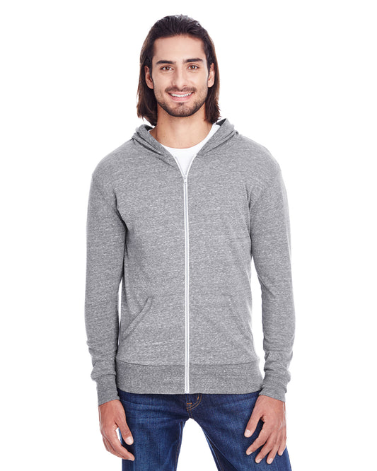 Unisex Triblend Full-Zip Light Hoodie - Gray Triblend
