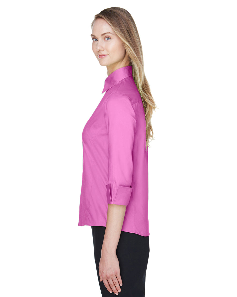 Women's Perfect Fit™ 3/4-Sleeve Stretch Poplin Blouse - Charity Pink