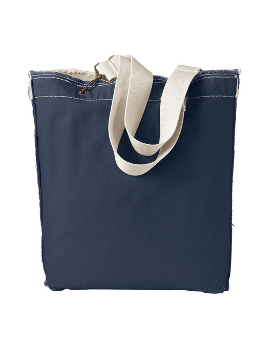 Direct-Dyed Raw-Edge Tote - Deep Navy