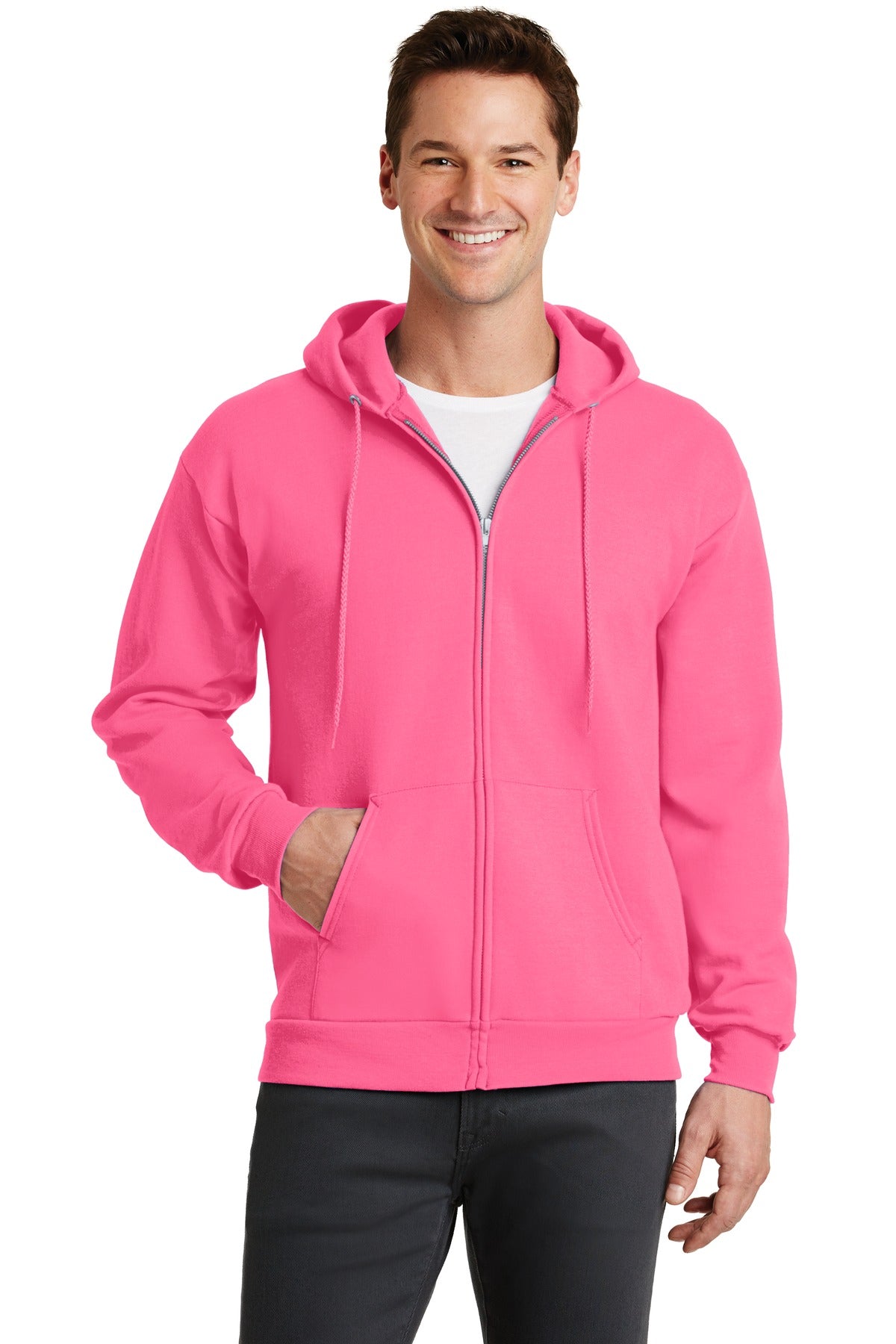 Unisex Core Fleece Full-Zip Hoodie - Neon Pink