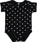 Infant Baby Rib Bodysuit - Black / White Dot