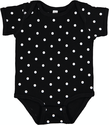 Infant Baby Rib Bodysuit - Black / White Dot