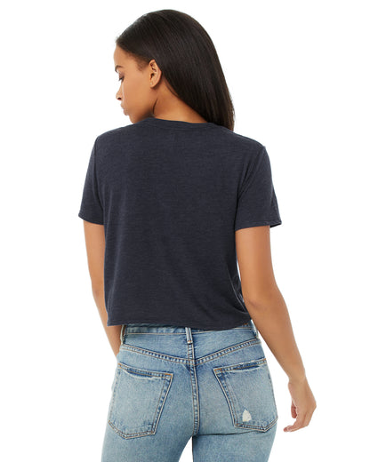 Women's Flowy Cropped T-Shirt - Heather Navy