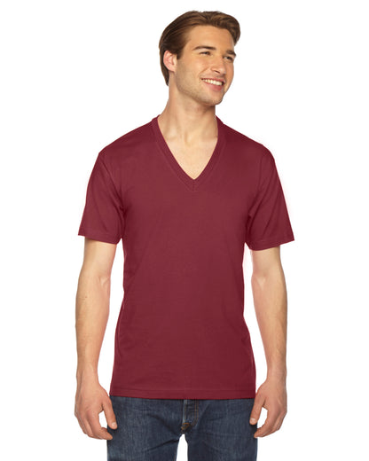Unisex Fine Jersey Short-Sleeve V-Neck T-Shirt - Cranberry