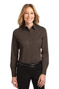 Women's Long Sleeve Easy Care Shirt - Coffee Bean / St