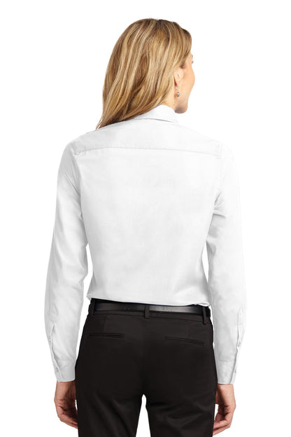 Women's Long Sleeve Easy Care Shirt - White / Light Stone