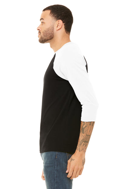 Unisex 3/4-Sleeve Baseball T-Shirt - Black / White