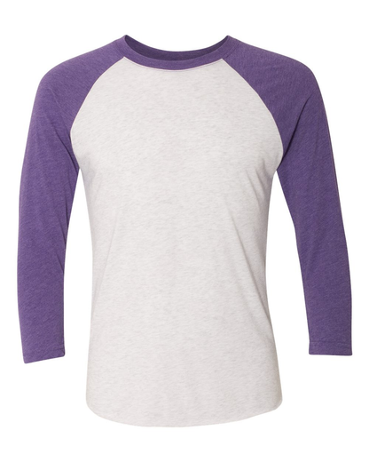 Unisex Triblend 3/4-Sleeve Raglan - Purple Rush / Heather White