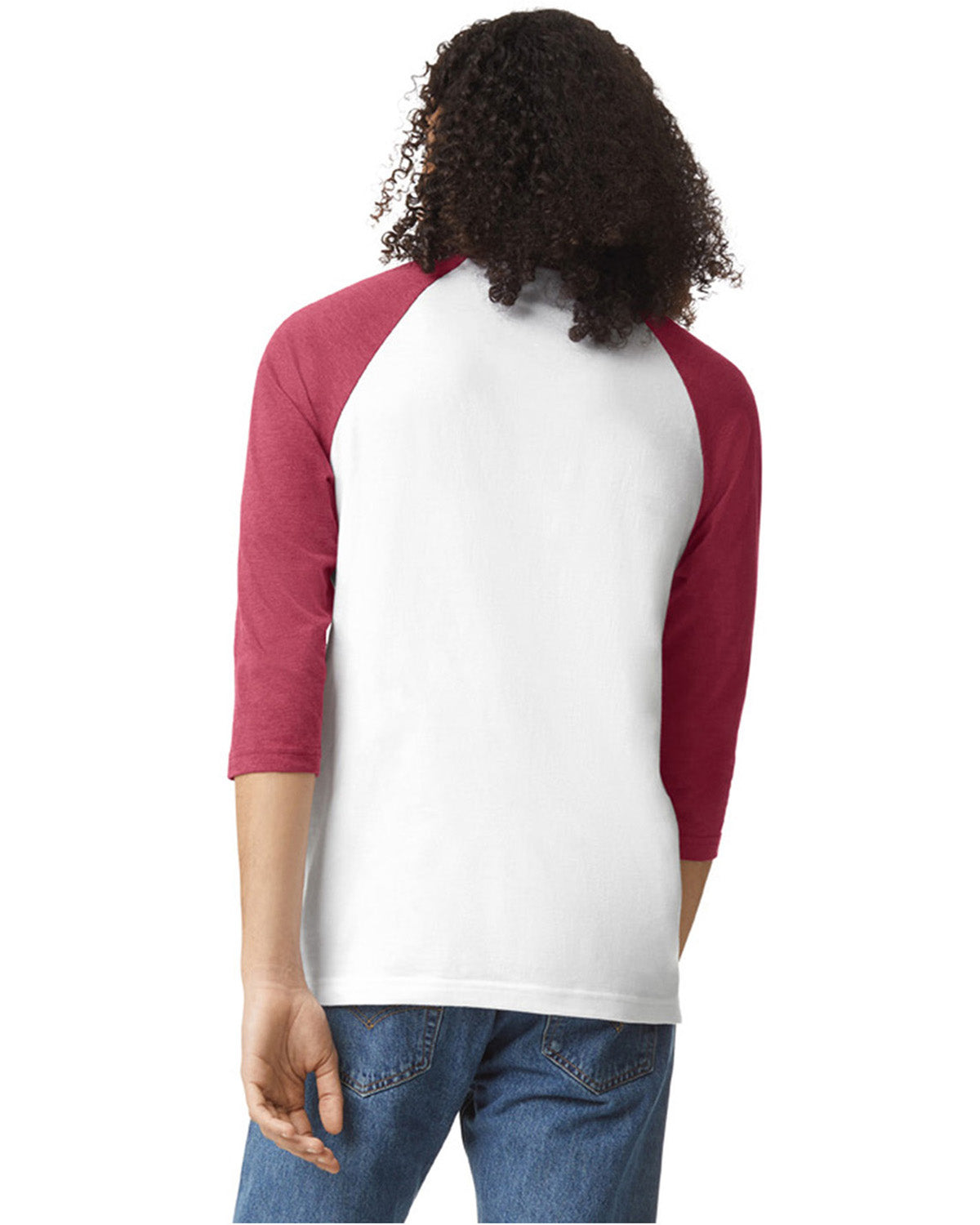 Unisex CVC Raglan T-Shirt - White Heather Cardinal