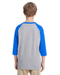 Youth Heavy Cotton��� 3/4-Raglan Sleeve T-Shirt - Sport Gray / Royal
