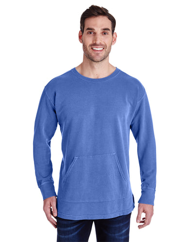 Unisex French Terry Crew With Pocket - Flo Blue