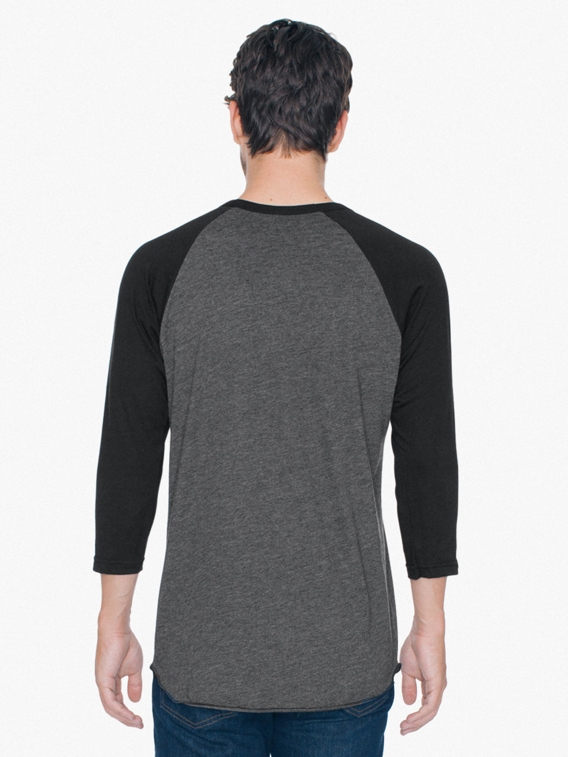 Unisex Poly-Cotton 3/4-Sleeve Raglan T-Shirt - Heather Black / Black