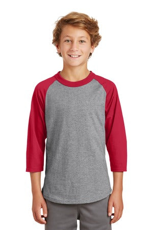 Youth Colorblock Raglan Jersey - Heather / Gray / Red