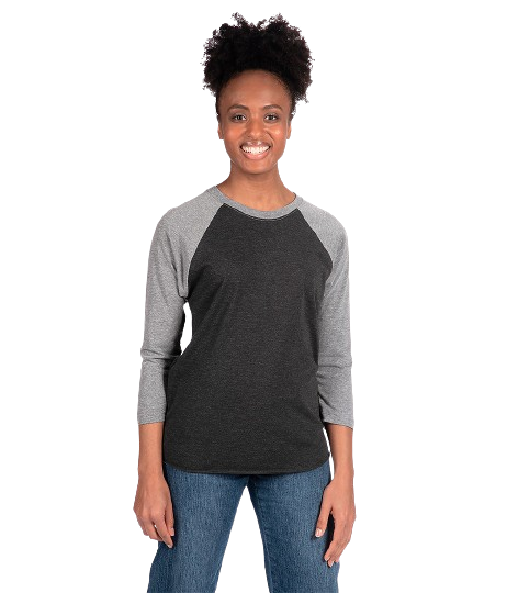 Unisex Triblend 3/4-Sleeve Raglan - Premium Heather / Vintage Black
