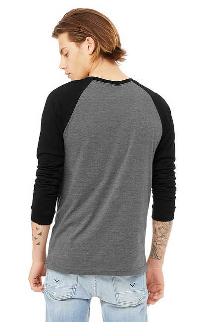 Men's Jersey Long-Sleeve Baseball T-Shirt - Heather Deep / Black