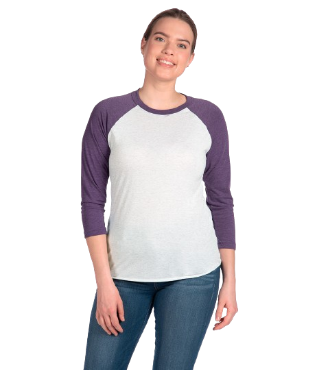 Unisex Triblend 3/4-Sleeve Raglan - Purple Rush / Heather White