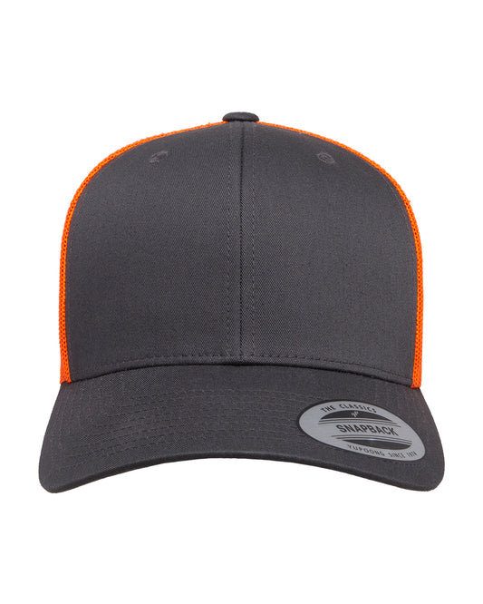 Unisex Retro Trucker Cap - Charcoal / Neon Orange