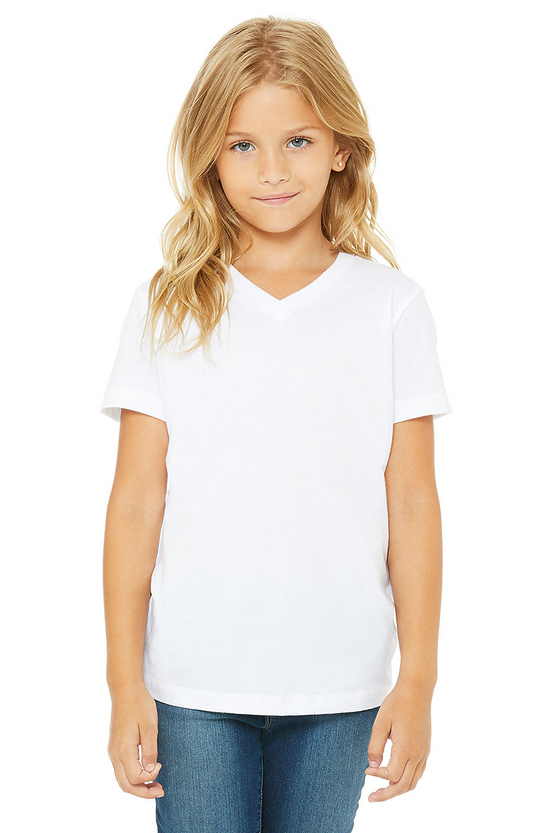 Youth Jersey Short-Sleeve V-Neck T-Shirt - White