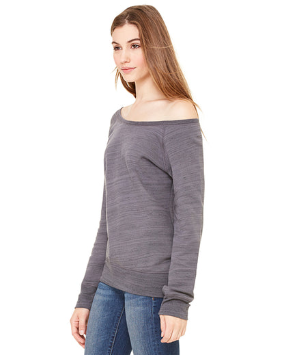 Women's Sponge Fleece Wide Neck Sweatshirt - Dark Gray Marble Fleece