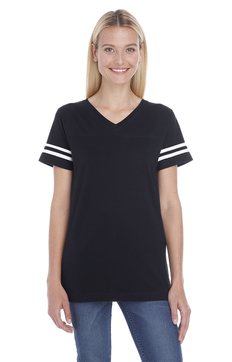 Women's Football T-Shirt - Black / White