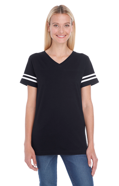 Women's Football T-Shirt - Black / White