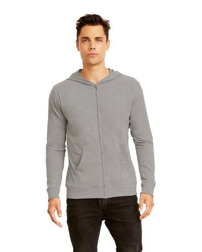 Unisex Sueded Full-Zip Hoodie - Dark Heather Gray