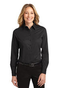 Women's Long Sleeve Easy Care Shirt - Black / Light Stone