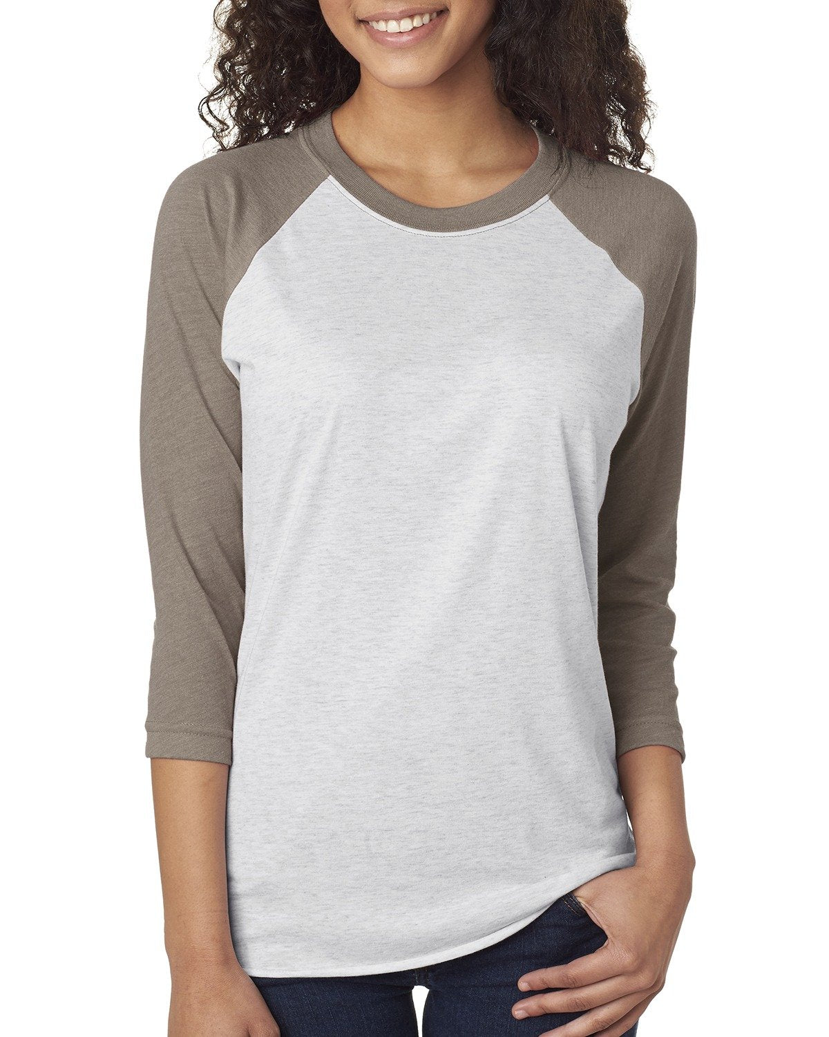 Unisex Triblend 3/4-Sleeve Raglan - Vintage Gray / Heather White