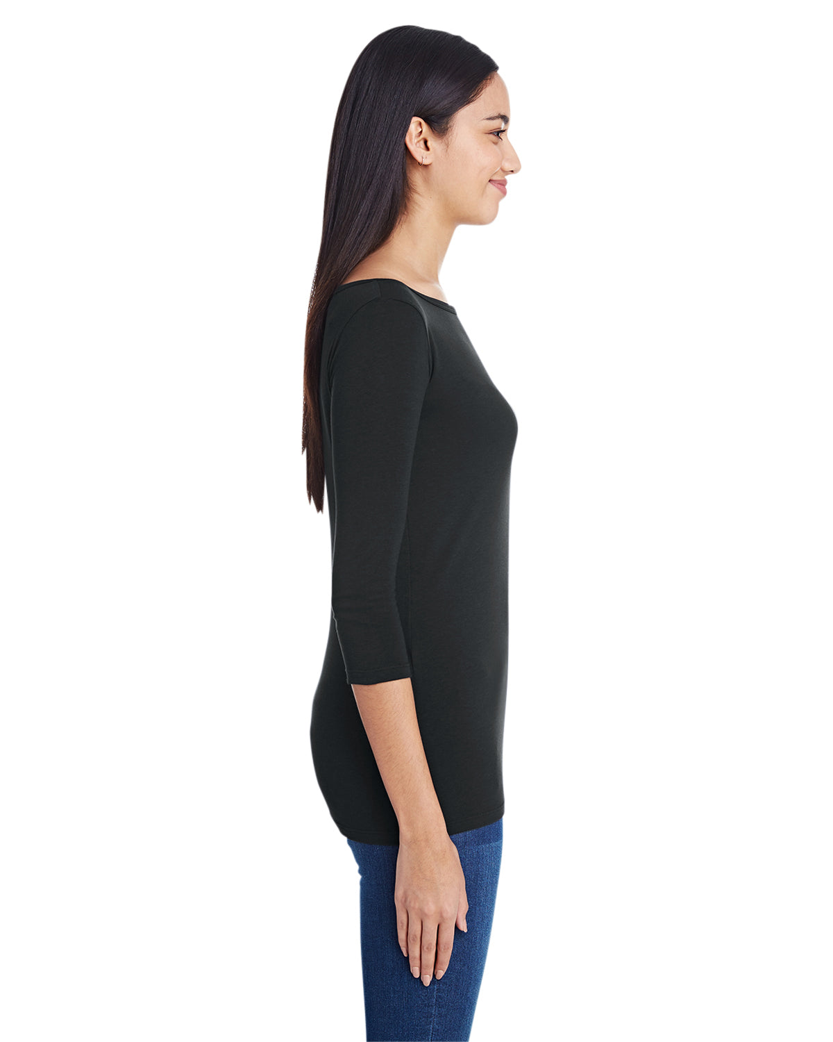 Women's Stretch 3/4 Sleeve T-Shirt - Black