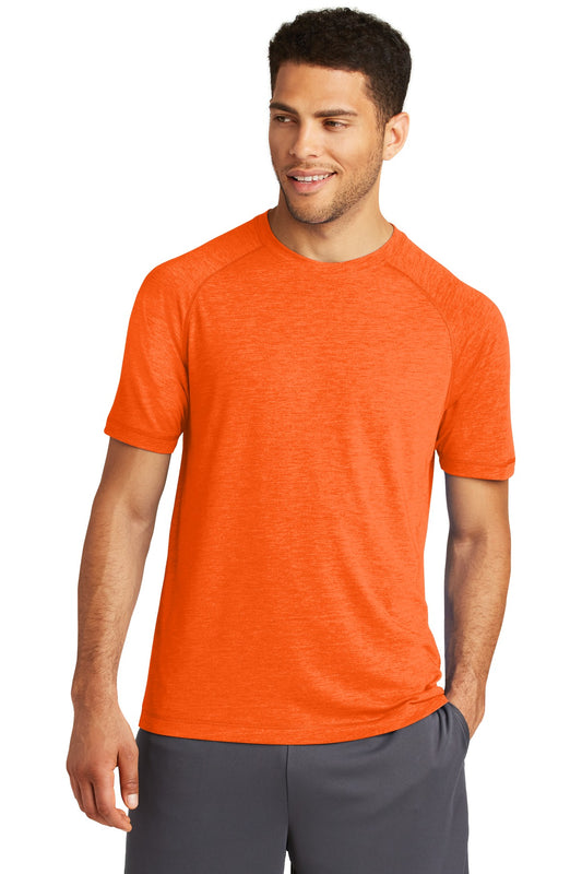 Unisex PosiCharge Tri-Blend Wicking Raglan Tee - Deep Orange Heather