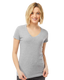 Tultex 0214TC - Women's Slim Fit Fine Jersey V-Neck - Heather Grey