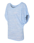 Women's Flowy Draped Sleeve Dolman T-Shirt - Blue Marble