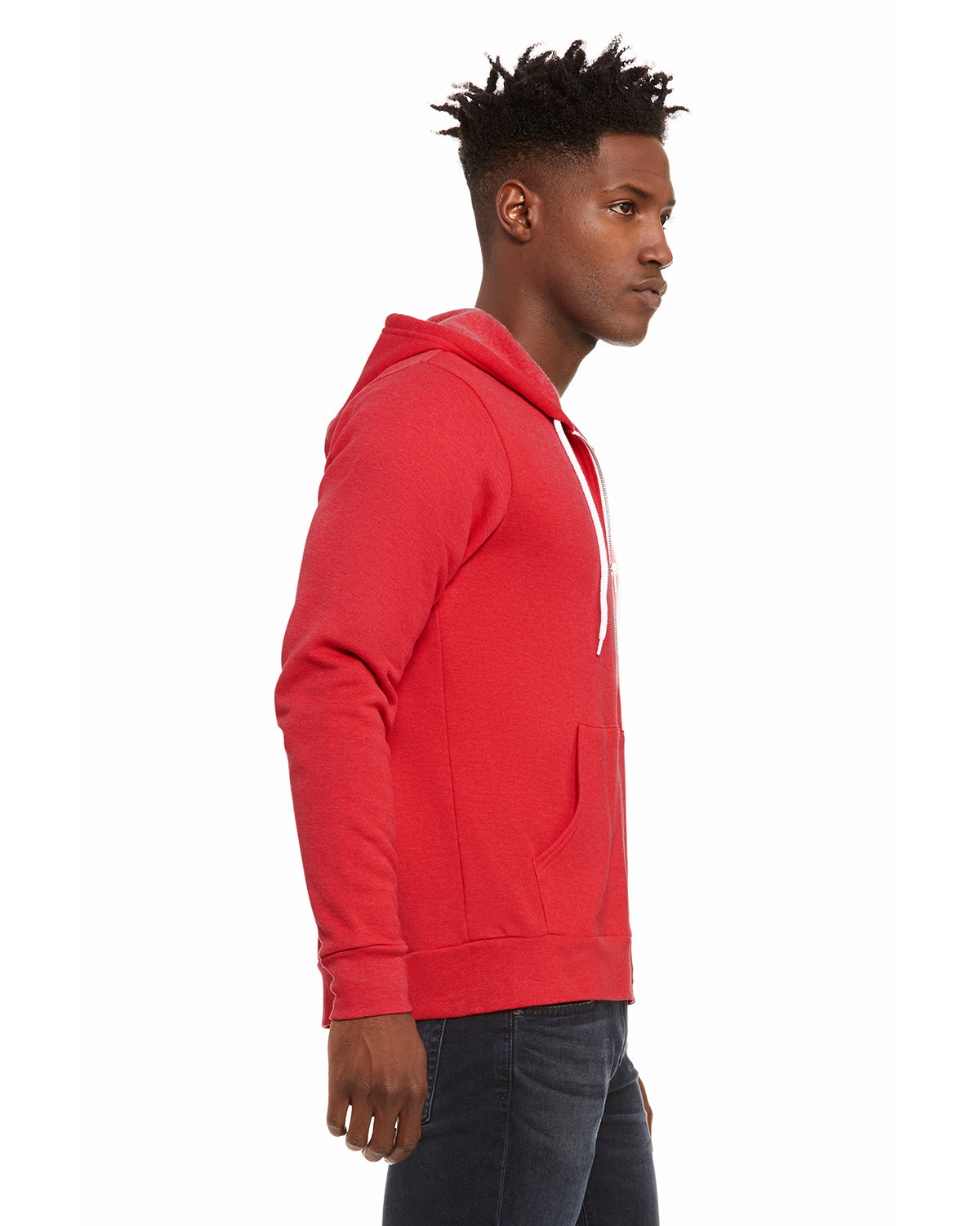 Unisex Poly-Cotton Sponge Fleece Full-Zip Hoodie - Heather Red
