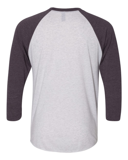 Unisex Triblend 3/4-Sleeve Raglan - Vintage Purple / Heather White