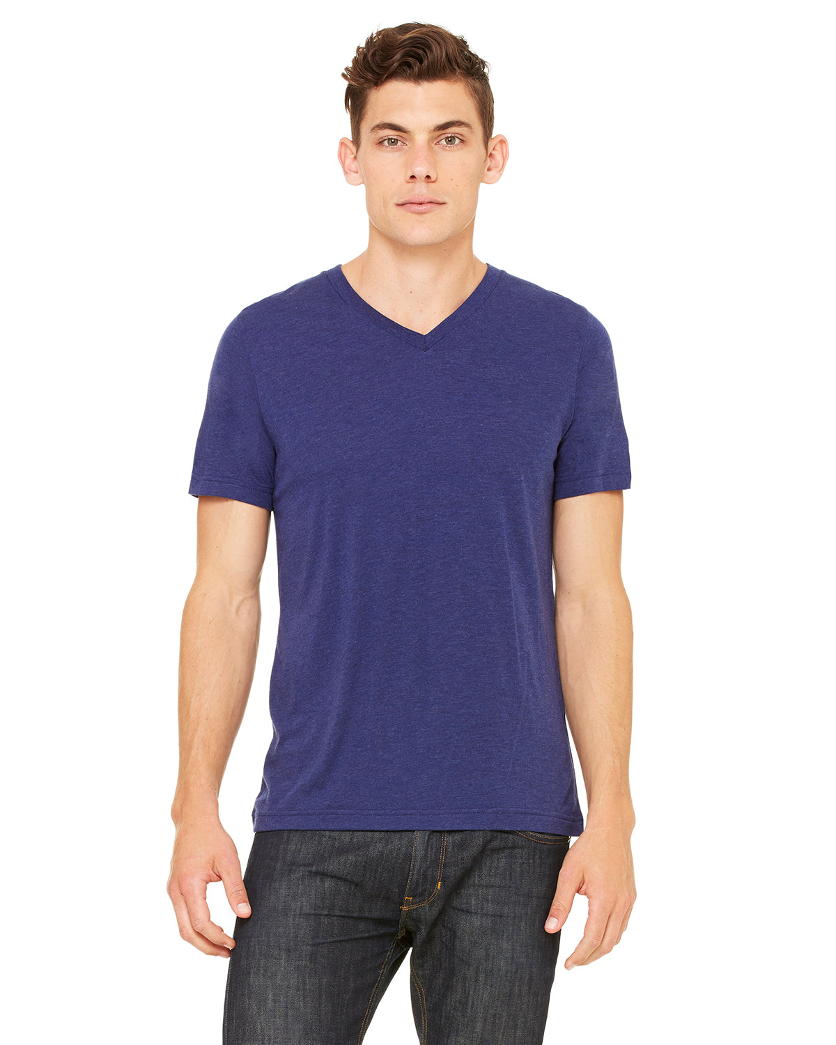 Unisex Triblend V-Neck T-Shirt - Navy Triblend
