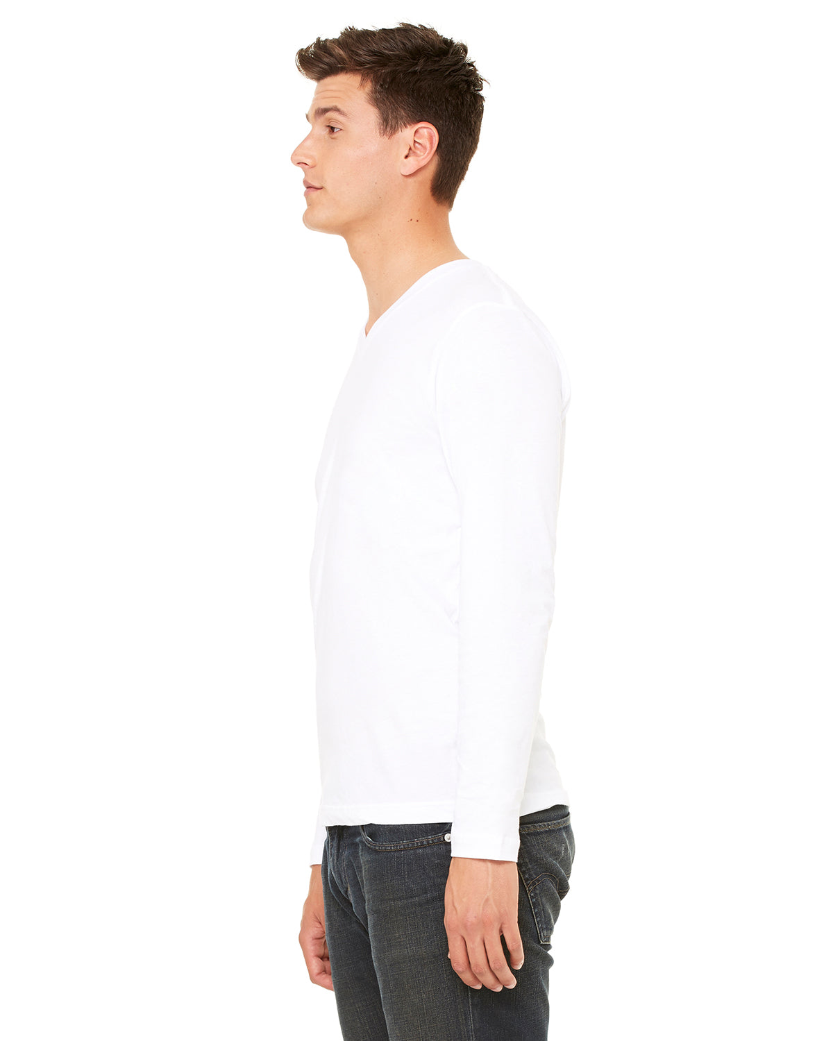 Unisex Jersey Long-Sleeve V-Neck T-Shirt - White