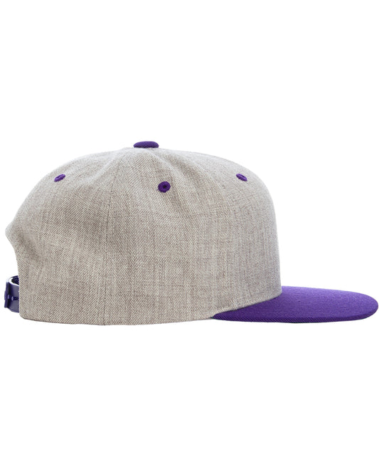 Unisex 6-Panel Structured Flat Visor Classic Two-Tone Snapback - Heather / Purple