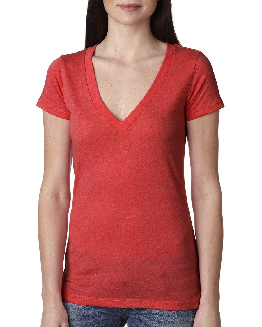 Women's Triblend Deep V - Vintage Red
