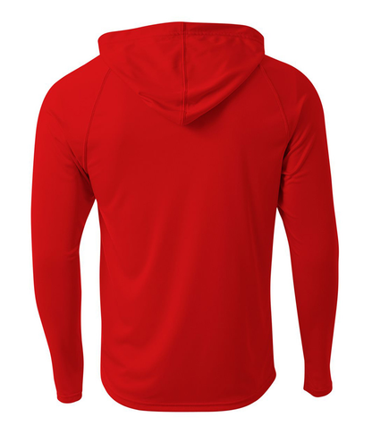 A4 Unisex Cooling Long Sleeve Hooded Tee - Scarlet