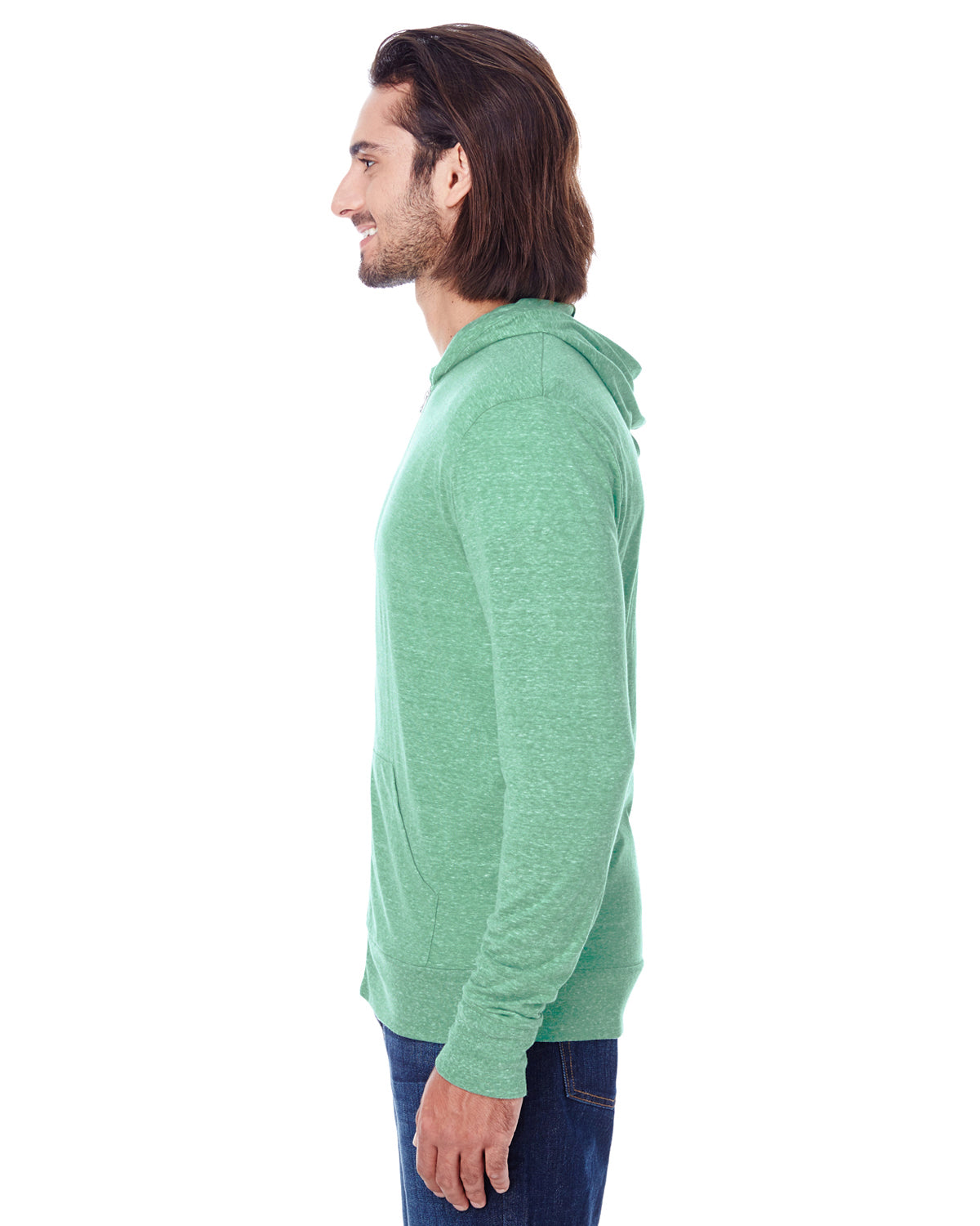 Unisex Triblend Full-Zip Light Hoodie - Green Triblend