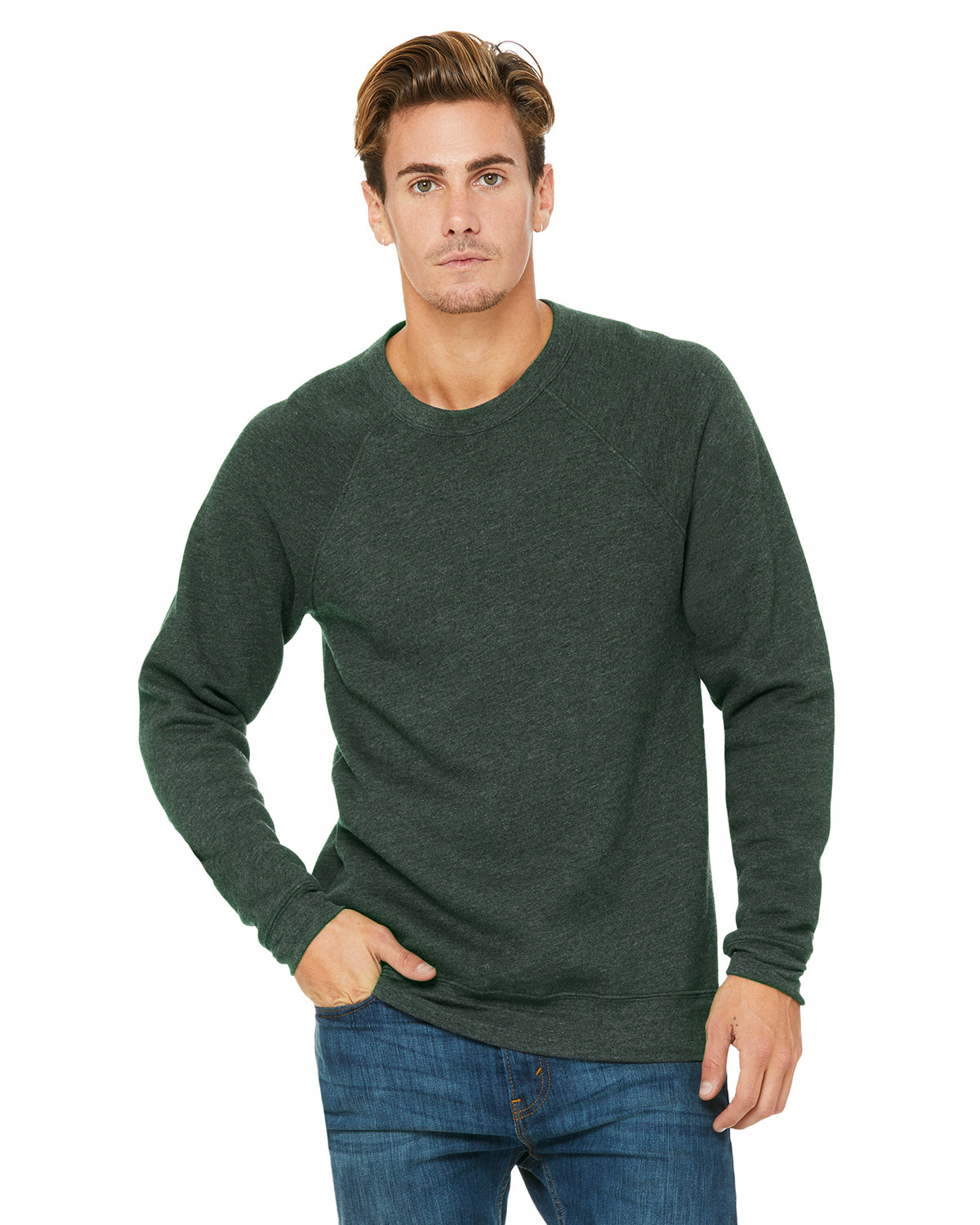 Unisex Sponge Fleece Raglan Sweatshirt - Heather Forest