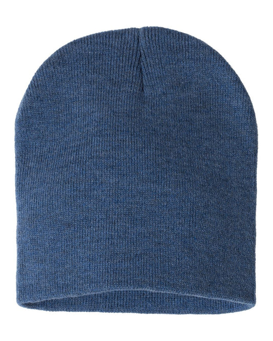 8" Knit Beanie - Heather Dark Royal
