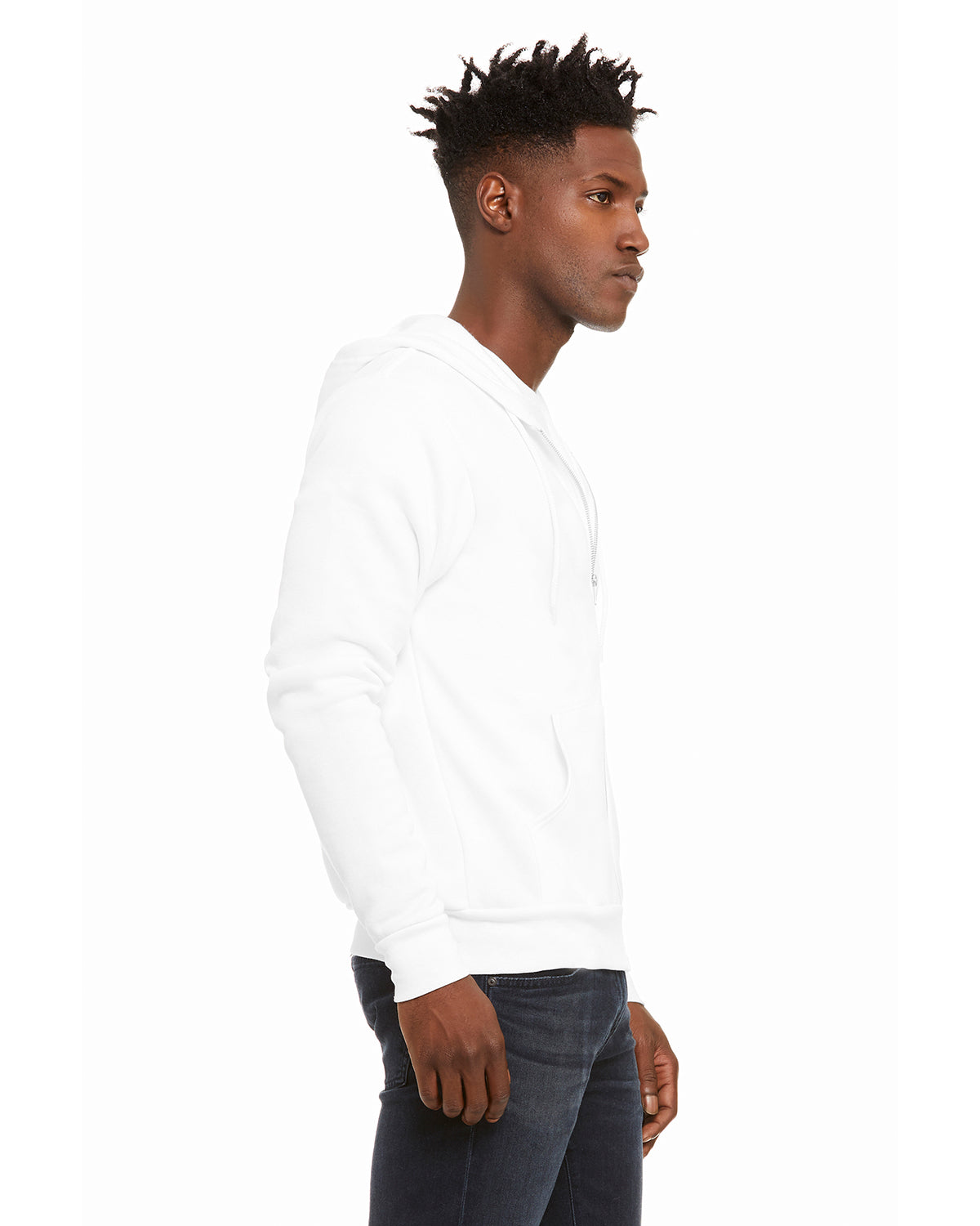 Unisex Poly-Cotton Sponge Fleece Full-Zip Hoodie - Dtg White