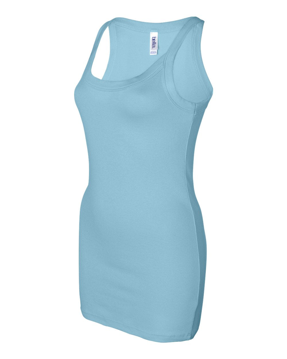 Women's Sheer Mini Rib Thin Strap Tank - Light Aqua