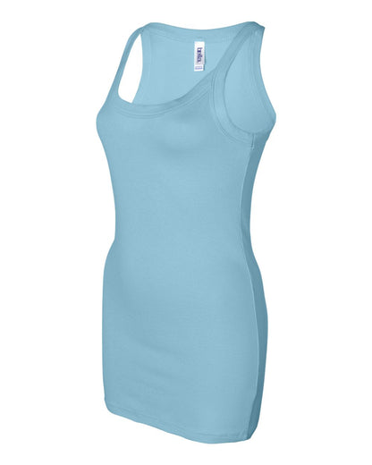 Women's Sheer Mini Rib Thin Strap Tank - Light Aqua