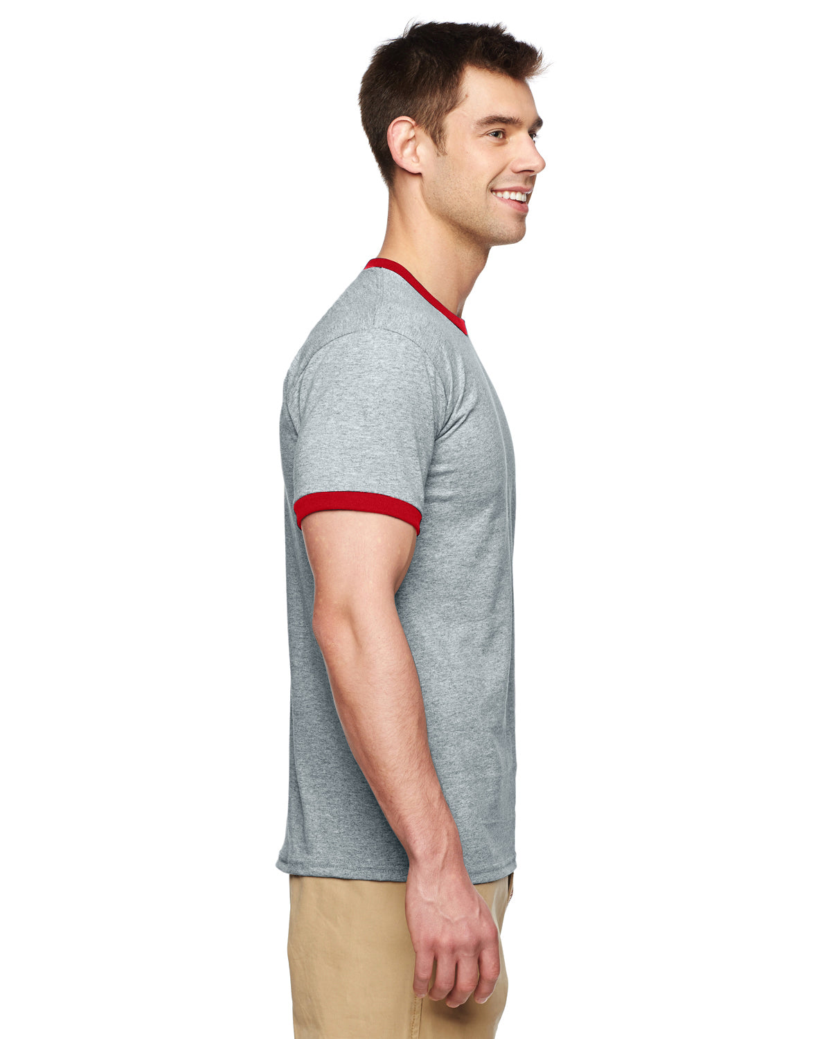 Unisex Ringer T-Shirt - Sport Gray / Red