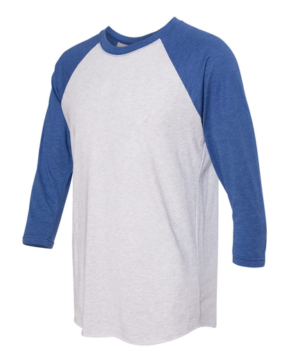 Unisex Triblend 3/4-Sleeve Raglan - Vintage Royal / Heather White