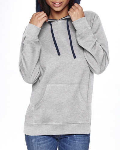 Unisex French Terry Pullover Hoodie - Heather Gray / Midnight Navy