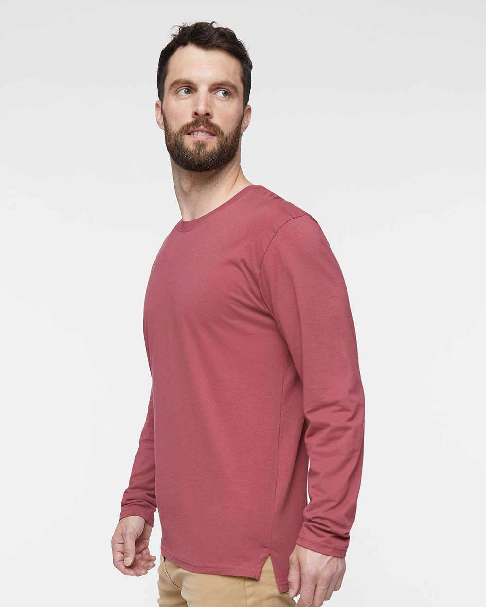 Forward Shoulder Long Sleeve Fine Jersey Tee - Rouge/Titanium