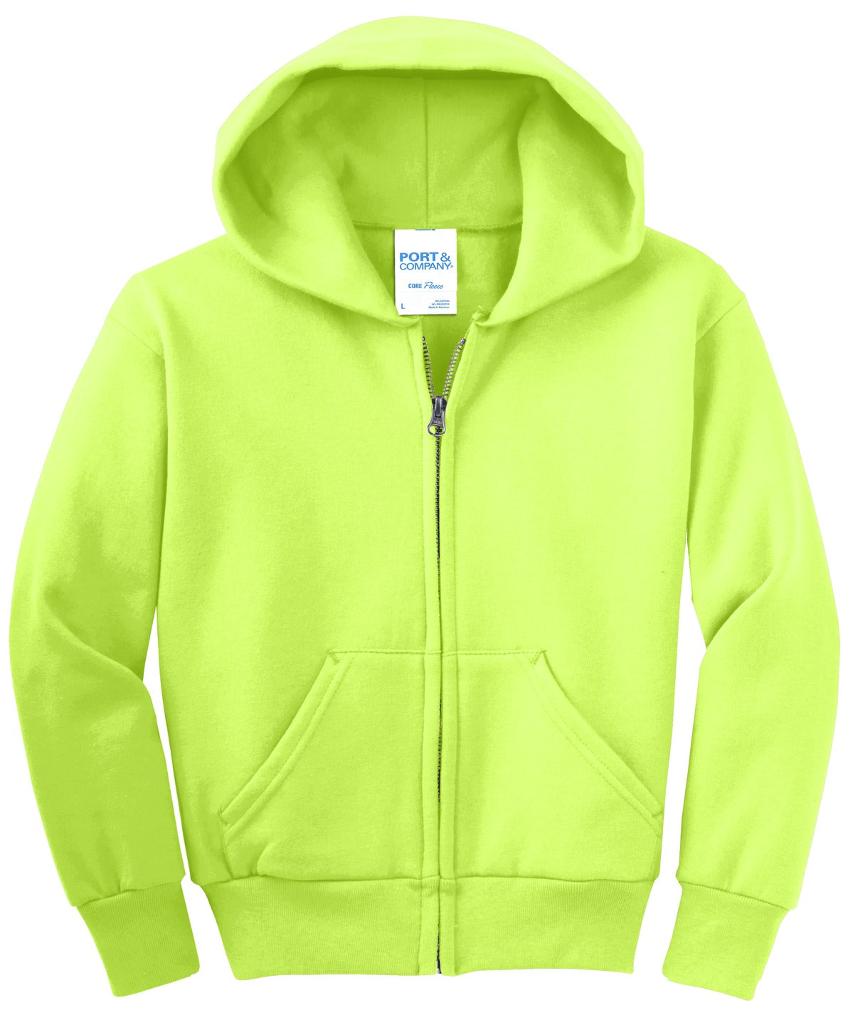 Youth Core Fleece Full-Zip Hoodie - Neon Yellow